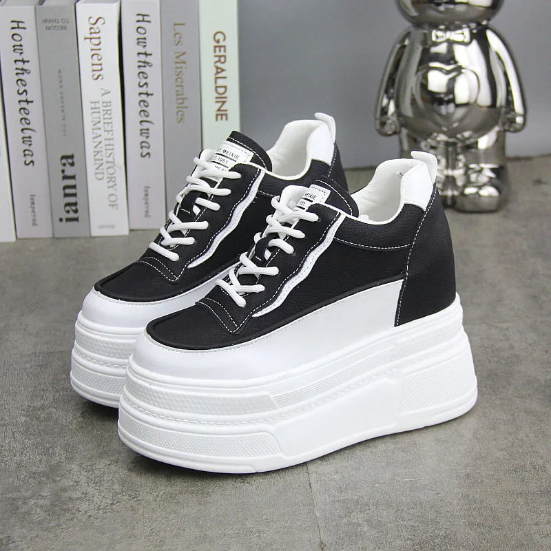 Fujin 10-11CM Synthetic Genuine Leather Boot Ankle Winter Plush Women Autumn Spring Cowboy Platform Wedge High Brand Shoes