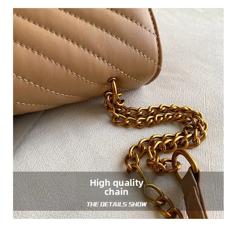 Women Embroidered Small Square Bag Chain Swallow Bag High End Versatile Shoulder Crossbody Bag Fashion Daily Ladies Handbag