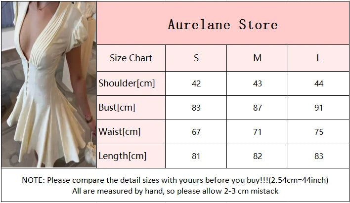 Elegant Solid Polka Dot Dress Women Sexy Deep V Neck Puff Sleeve Waist-cinching Mini  A-line Dresses 2026 Summer Lady Party Robe