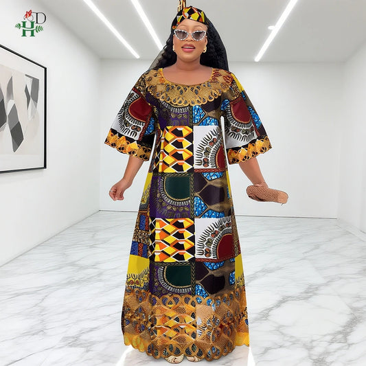 African Dresses For Women Traditional Clothing Embroidery Printed Outfits Bubu Gown Abayas Robe Kaftan Boubou Djellaba 2025 New