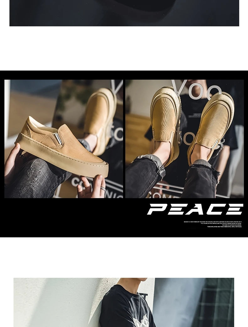 New Arrival Low Price Mens Breathable High Quality Casual Shoes Solid Color Canvas Casual Shoes Slip On Men Fashion Flats Loafer