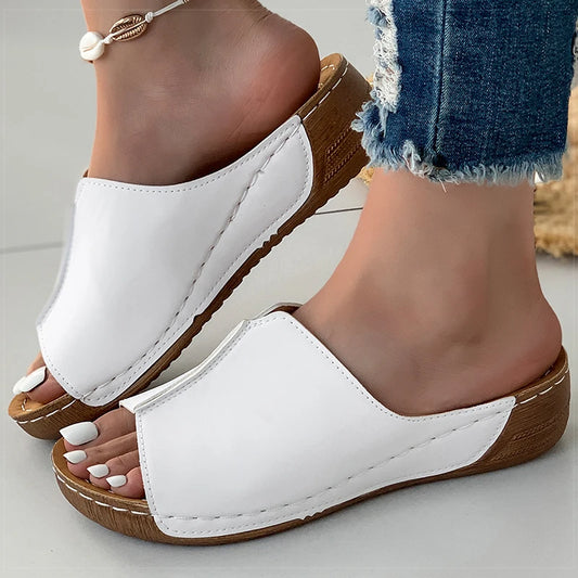 Women's Sandals 2025 Summer Shoes Women Soft Heels Sandals Low Platform Slippers Summer Sandalias Mujer Indoor Outdoor Footwear