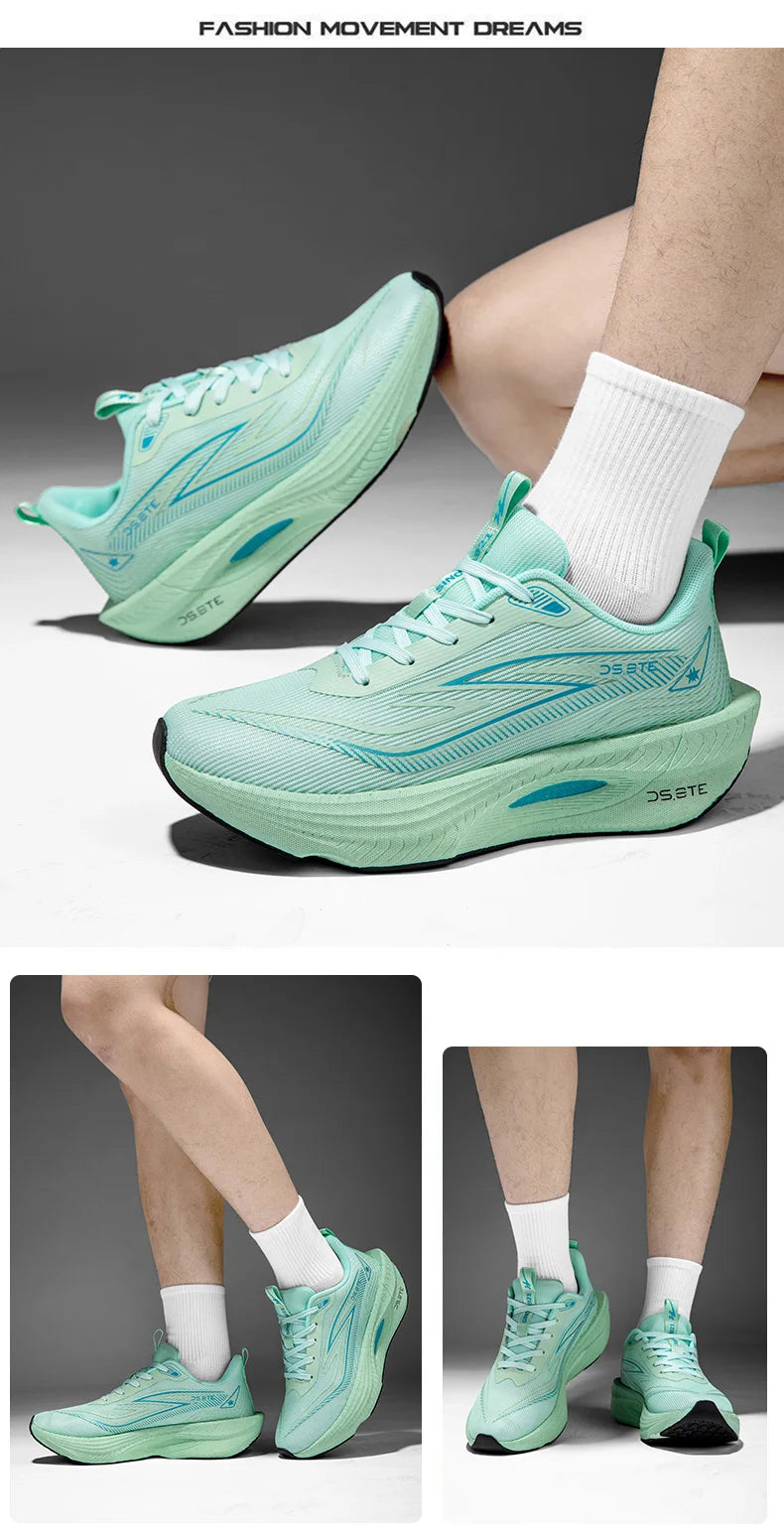 [Sports Shoes] Men's ultra light professional marathon running shoes, carbon plate cushioning, breathable low cut design, fluore
