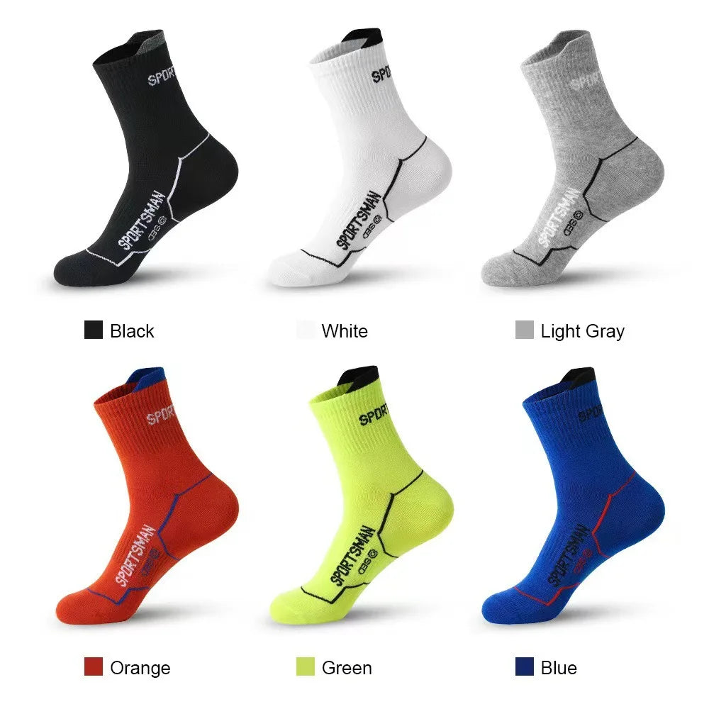 6/12 Pairs Men Mid Length Sports Socks Fashionable Geometric Patterns Breathable Odor Resistant Running Cycling Basketball Socks
