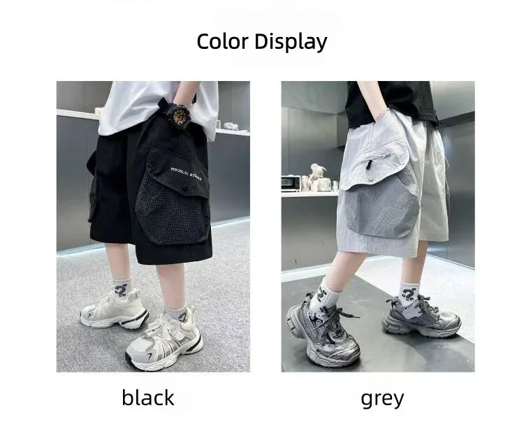 Kids Teenage Casual Baggy Shorts Quick Dry 5 Point Pants Summer Boys Sporty Shorts Pockets Trousers for Kids Clothing