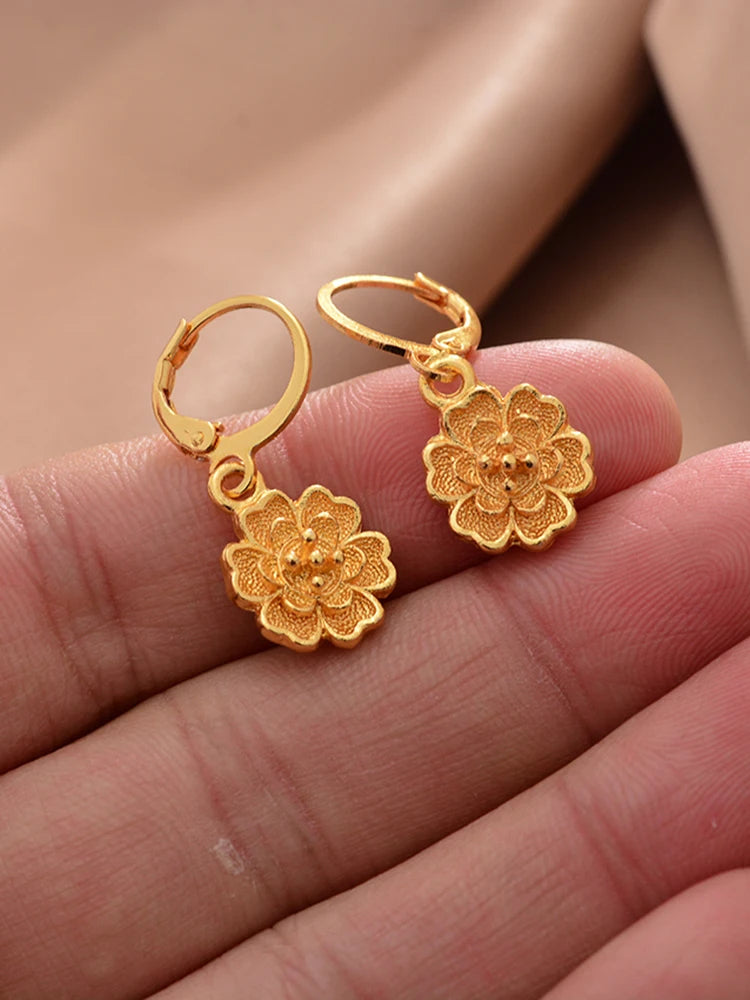 Ethiopian Gold Color Earrings For Woman African Fashion Wedding Bridal Party Wife Earrings Jewelry New