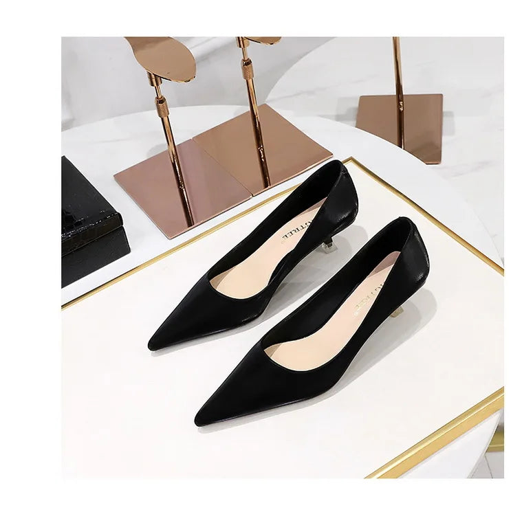BIGTREE Shoes Women 4.5 Cm Heels Pointed Toe Woman Pumps Fashion Kitten Heels Large Size 34-43 Sexy Mid Heeled Female Shoes 2026
