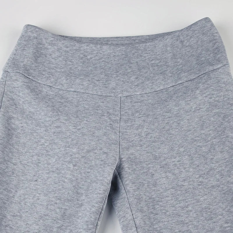 2025 Slim Low Waist Casual Sweatpants For Women Solid Simple Basic Flared Pants Sports Jogging Trousers