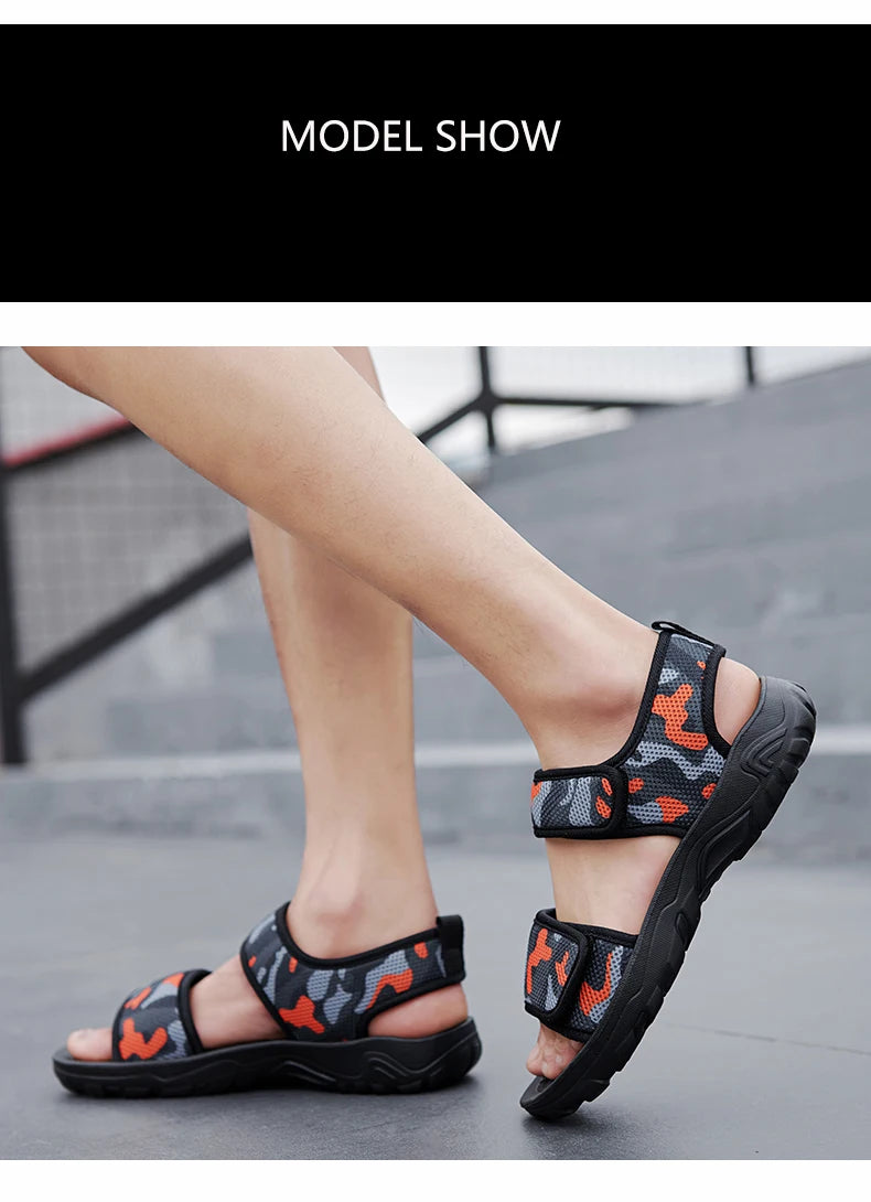 Men Sandals Summer Leisure Beach Holiday Outdoor Male Retro Comfortable Casual Sandals Breathable Mesh Men Flip Flops