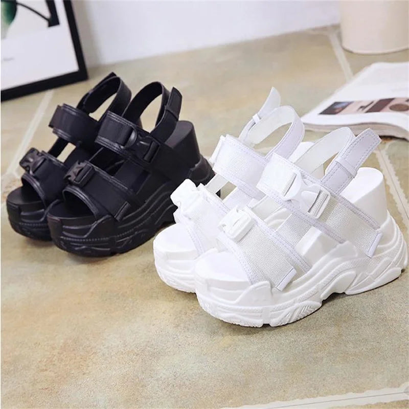 High Heels Sandals Women Shoes New Summer Wedges Height Increasing 11cm Ladies Sandal Platform Chunky Shoes Sandalias Mujer