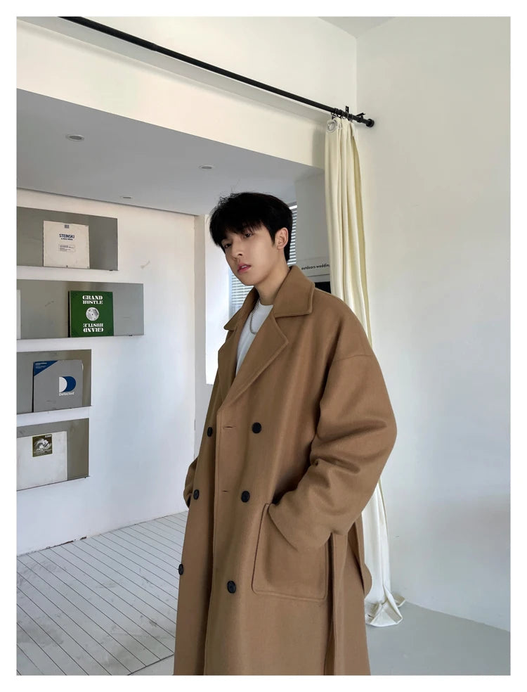 Long Coats Men chamarras para hombre Woolen Jackets winter coat men Trench Male Vintage Loose Heavy Jackets Men Leisure Overcoat