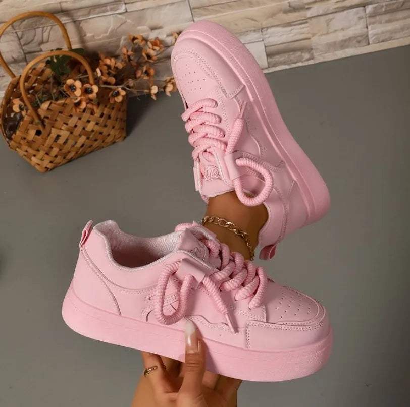 Thick-Soled Sneakers for Women 2025 Fall New Fashion Versatile Heightening Bread Shoes Casual Platform Women's Vulcanize Shoes