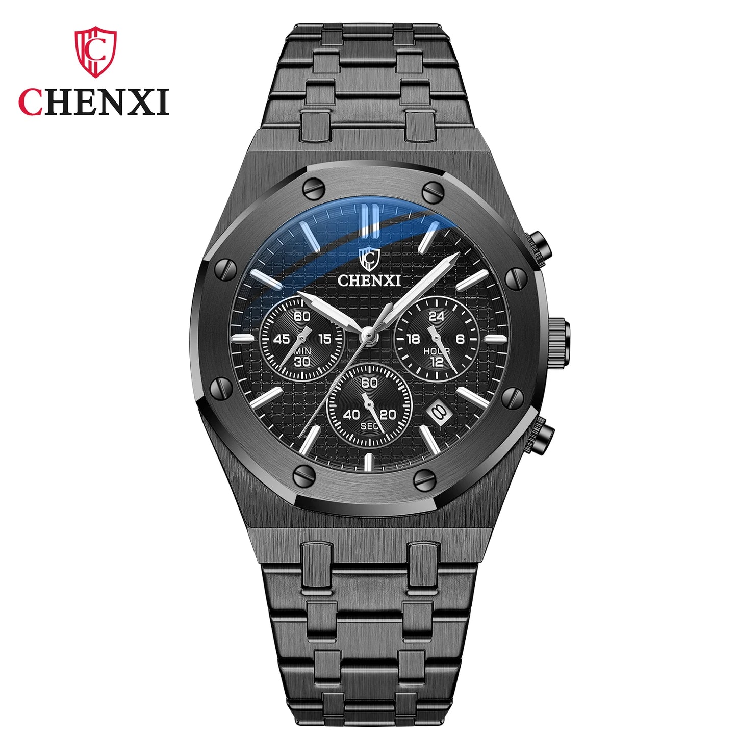 CHENXI Luxury Business Stainless Steel Men's Watches Quartz Movement Waterproof Round Dial Multifunctional Watch for Men