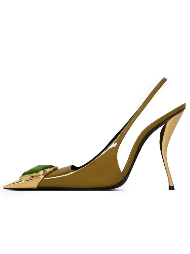 2025 Summer New Small Square Shaped High-heeled Gemstone Sandals for Banquets, Parties, Weddings, Sexy Plus Size Women's Sandals