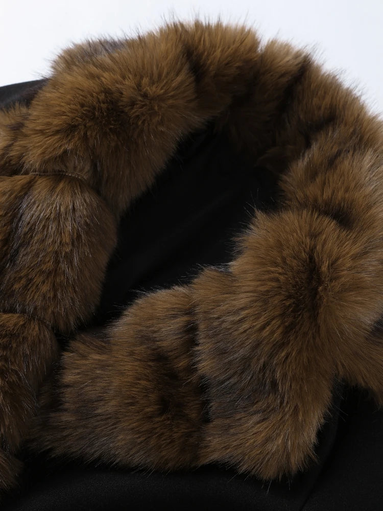 Faux Fur Collar Lace Up Woolen Overcoat Women Elegant Full Sleeve Waist Cinching Autumn Winter Bomber Coats Chic Lady Outerwears
