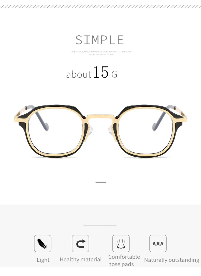 Blue Light Computer Glasses Men TR90 Metal Round Frame Myopia Glasses Women Vintage Optical Nearsighted Eyeglasses 0 To -600 BAZAARHUBO