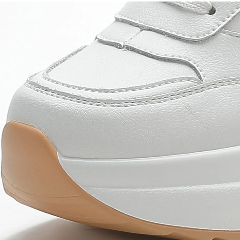 Women's Sneakers Genuine Leather Womens Casual Shoes Thick Sole Increase Height 10cm Women Sneakers Breathable Shoes Botas Mujer