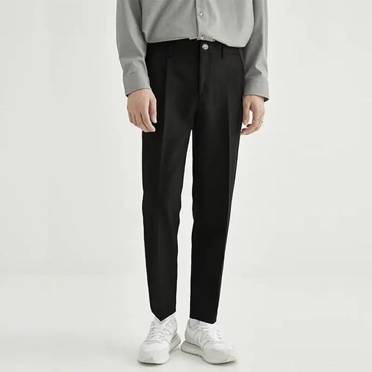 Spring and Summer Draped Trousers for Men's Cropped Trousers Straight Loose Men's Light Business Draped Casual Pants