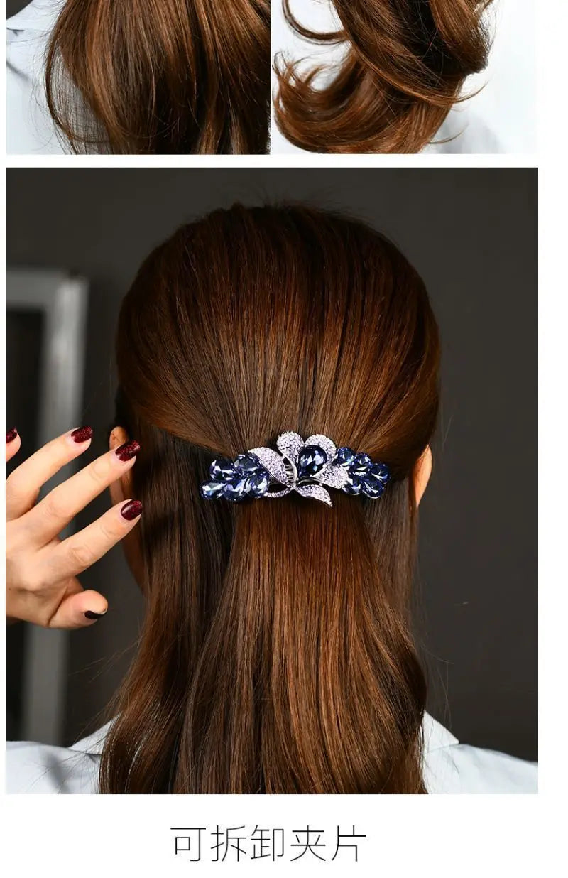 Korean Style Rhinestone Floral Hair Clip Mother Headdress Headpiece Female Hair Accessories Temperament Barrettes Hairpins BAZAARHUBO