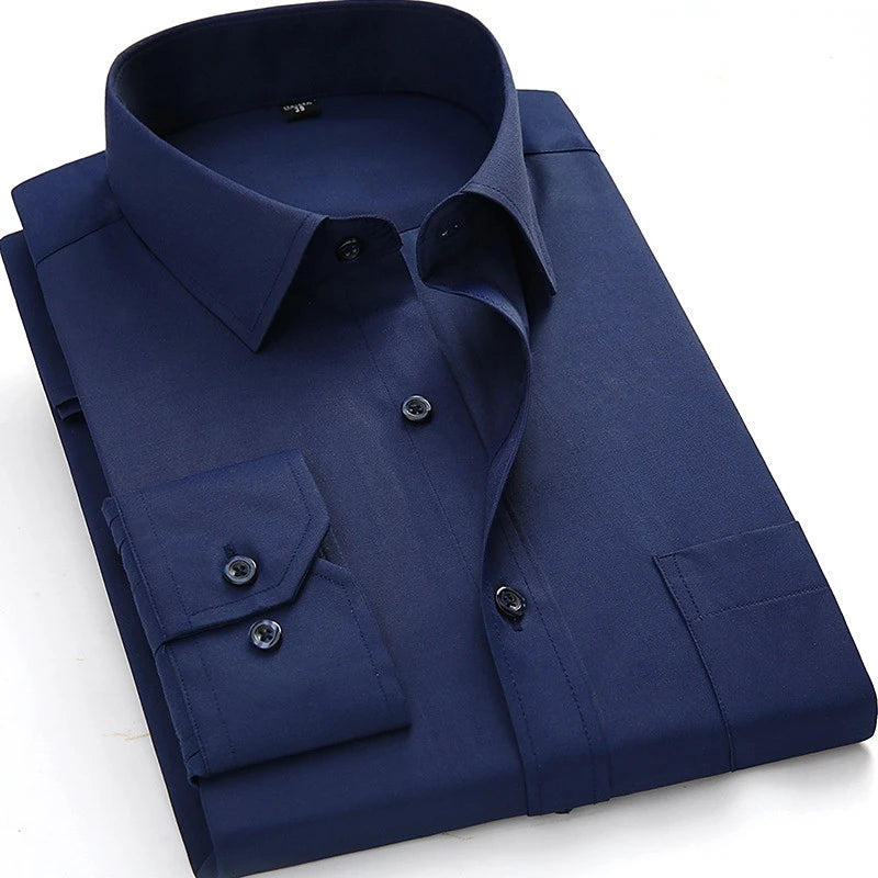 Quality Plus Size S To 8xl Formal Shirts for Men Striped Long Sleeved Non-iron Slim Fit Dress Shirts Twill Social Man's Clothing