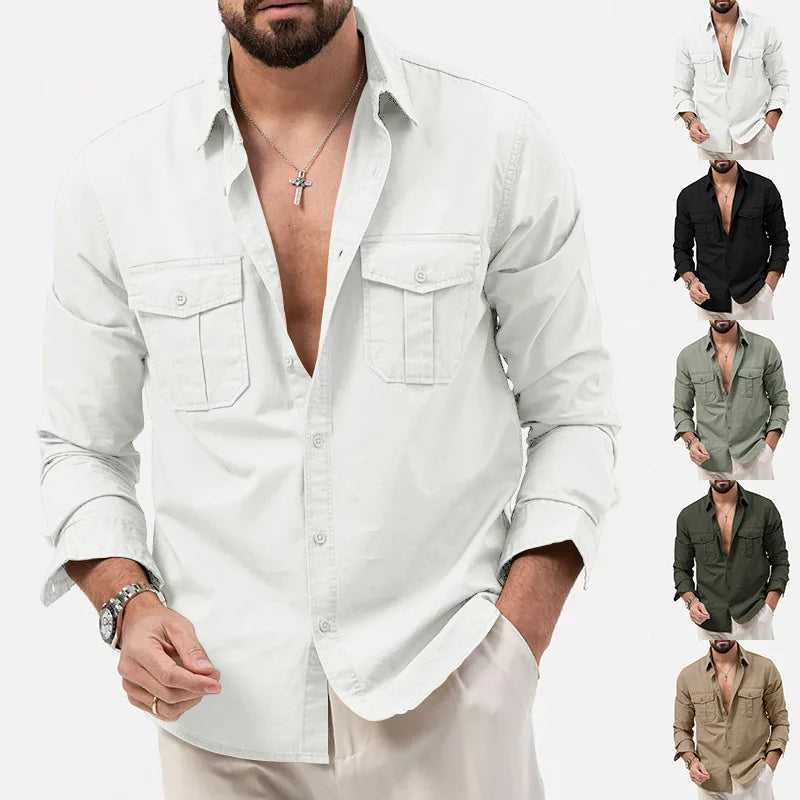 Men's Fashionable Coat - Spring/Autumn Season - Slim Fit Style - Retro Design - Casual Button-Up Coat - Long-Sleeved Outerwear