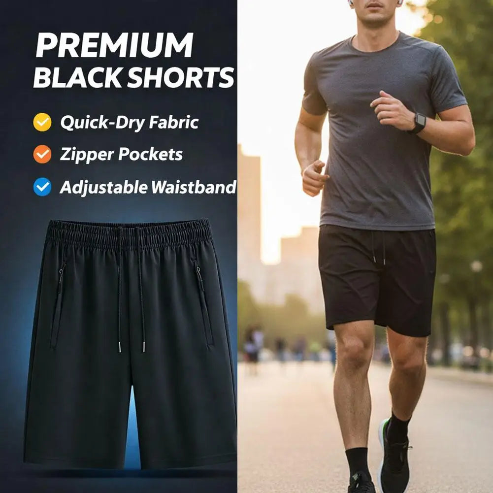 Summer Men's Shorts Cool Sportswear Running Sport Shorts Casual Bottoms Gym Fitness Training Jogging Short Pants Men Black Gray