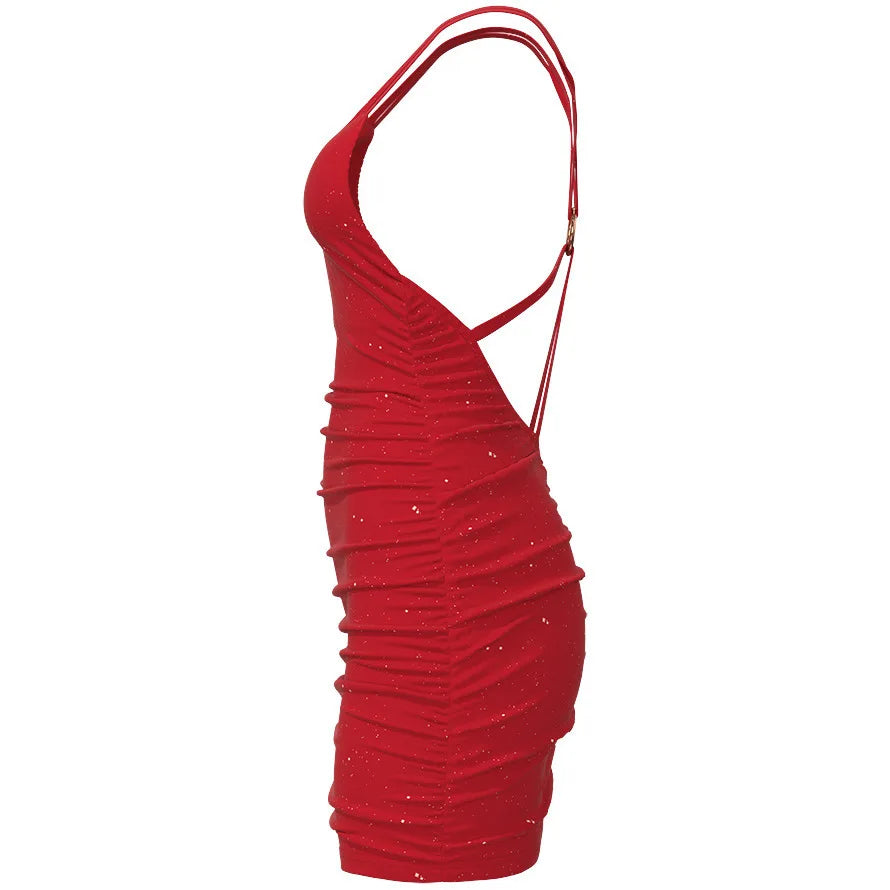 New Style Sexy Girl Halter Dress Pure Color Hip Skirt