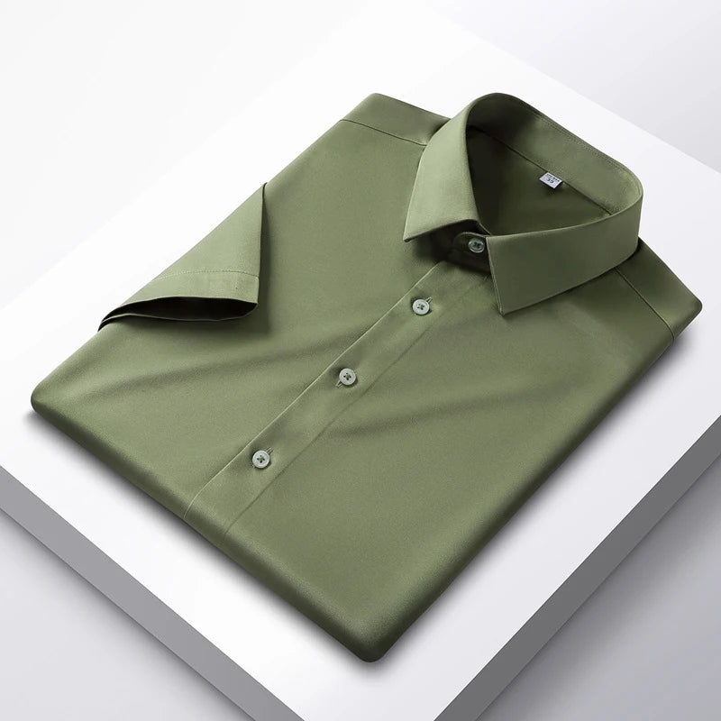 Men's 6XL Large High Quality Formal Shirts Short Sleeve Summer Clothing Non iron Business Casual ice Silk ice Feeling T-Shirts