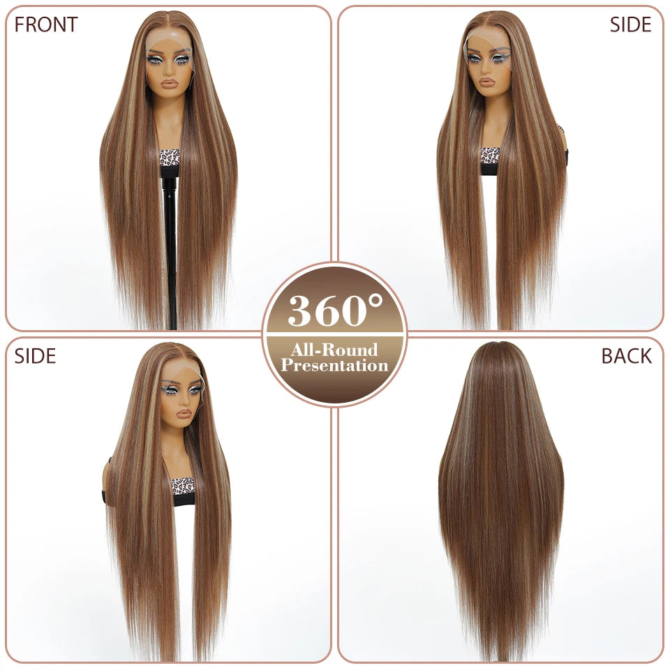 30 Inch Lace Frontal Wig Synthetic 13X6 Straight Hair Lace Wig For Afro Women High Temperture Fiber Blond Women Lace Frontal Wig