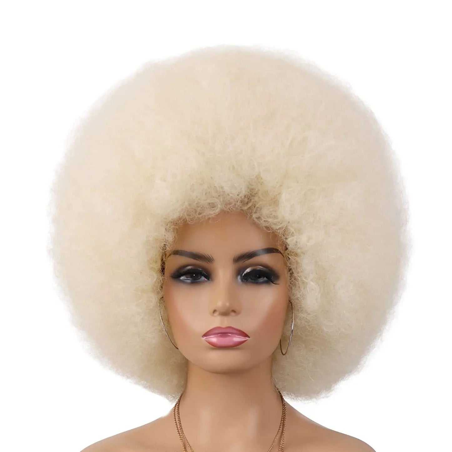 Synthetic 70s Afro Curly Wigs for Black Women Glueless Wear Soft Black Large Bouncy Natural Looking Full for Daily Party Use