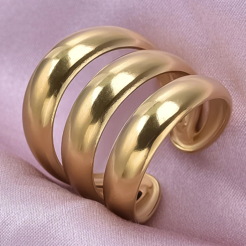 1/2/3pcs Mix Color Chunky Wide Ring Open Stainless Steel Rings For Women Men Accessories Irregular Surface Kpop Fashion Jewelry