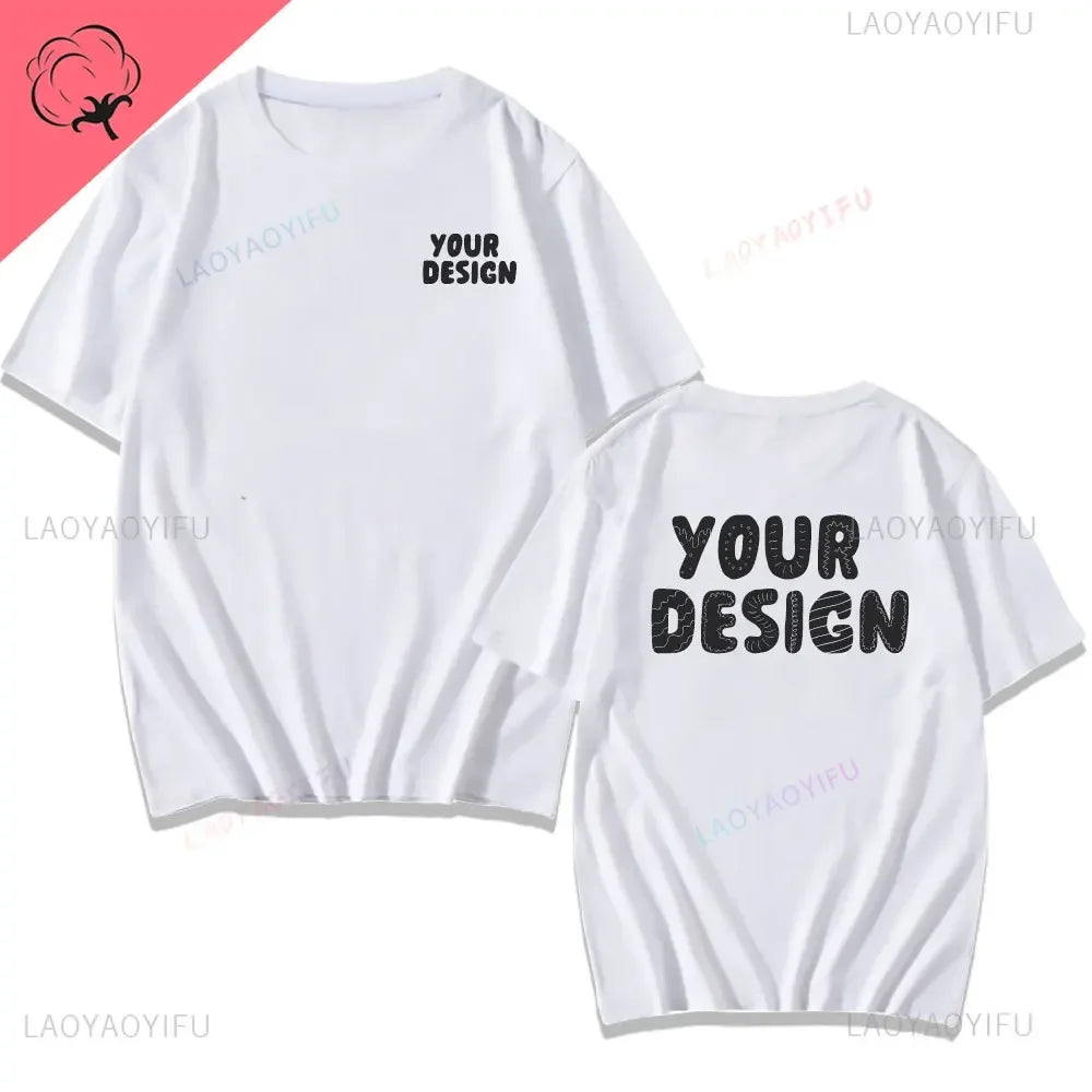 2025 Customized Printed Cotton Black White T Shirt Harajuku Men Women Tee DIY Your Like Photo  Tshirt Fashion Custom Tops