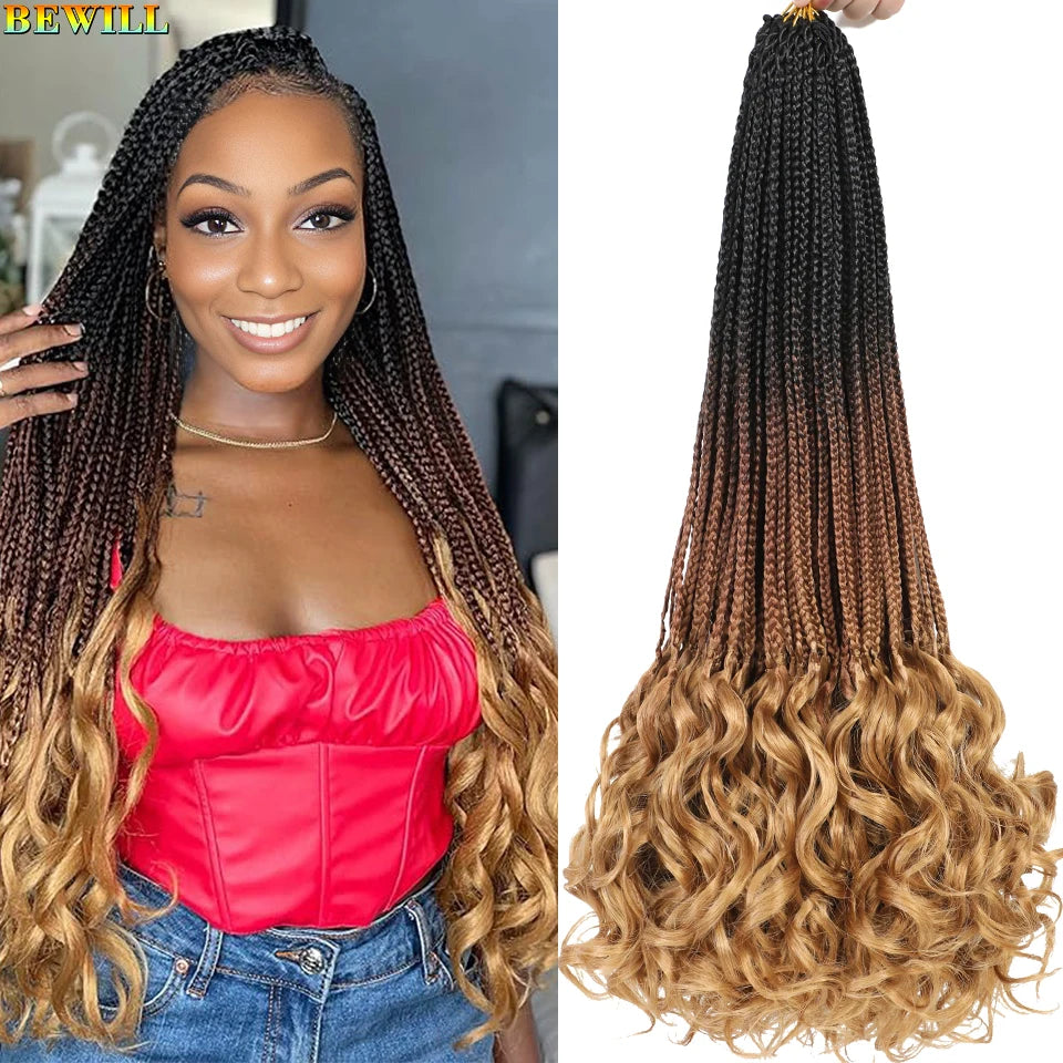 14 18 24 Inch French Curl Crochet Braids Boho Goddess French Curl Box Braids Crochet Hair Synthetic French Curly Braiding Hair