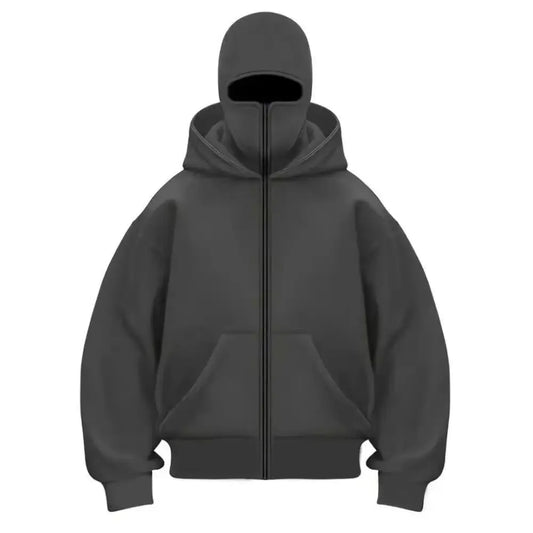 Plain Design Hooded Zip Up Sweatshirt for Men Women Autumn Winter Ins Style Couple Matching