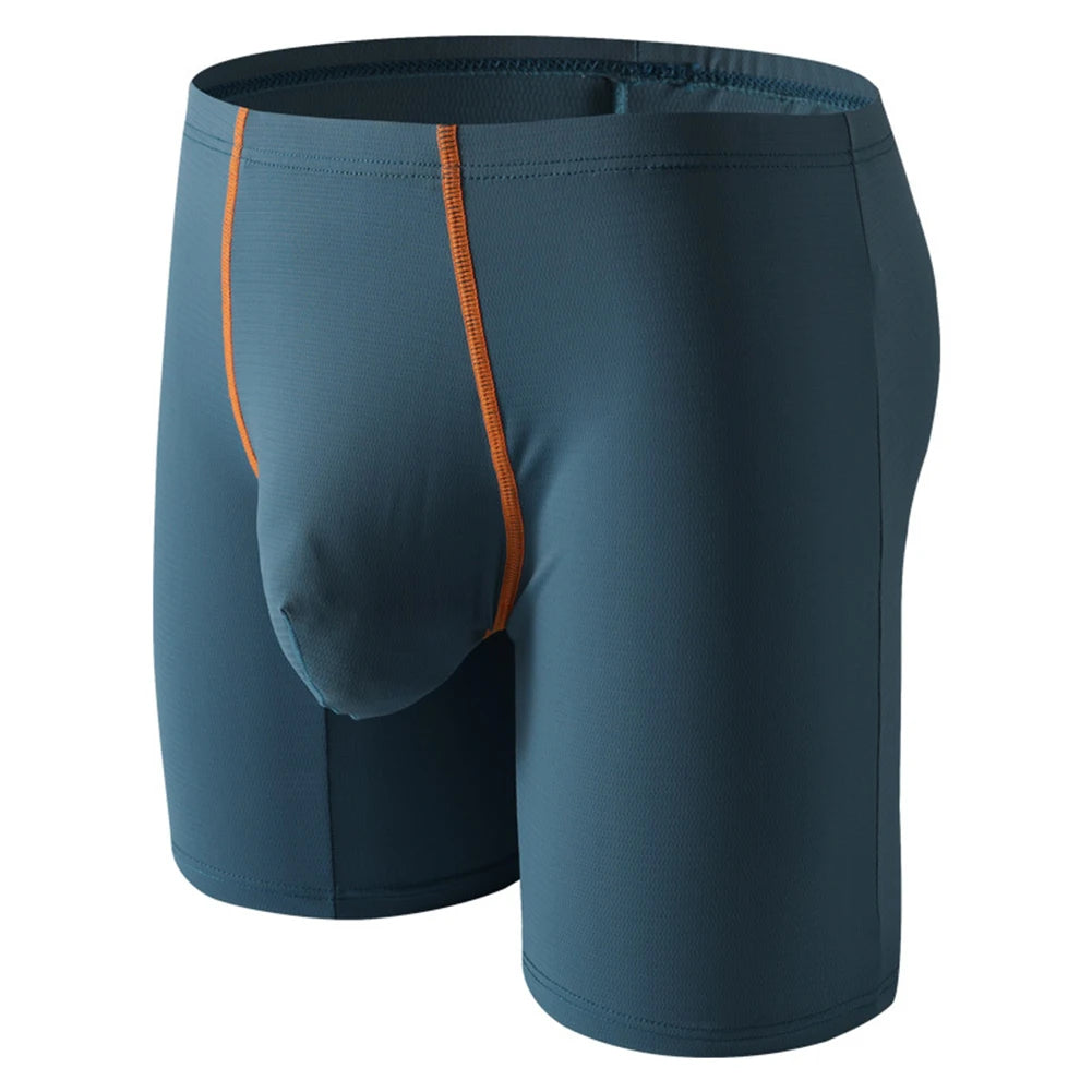 Mens Ice Silk Underwear Lengthened Sexy Lingerie Soft Boxer Briefs Casual Underpants Men Sports Solid Color 5Color Men's Panties
