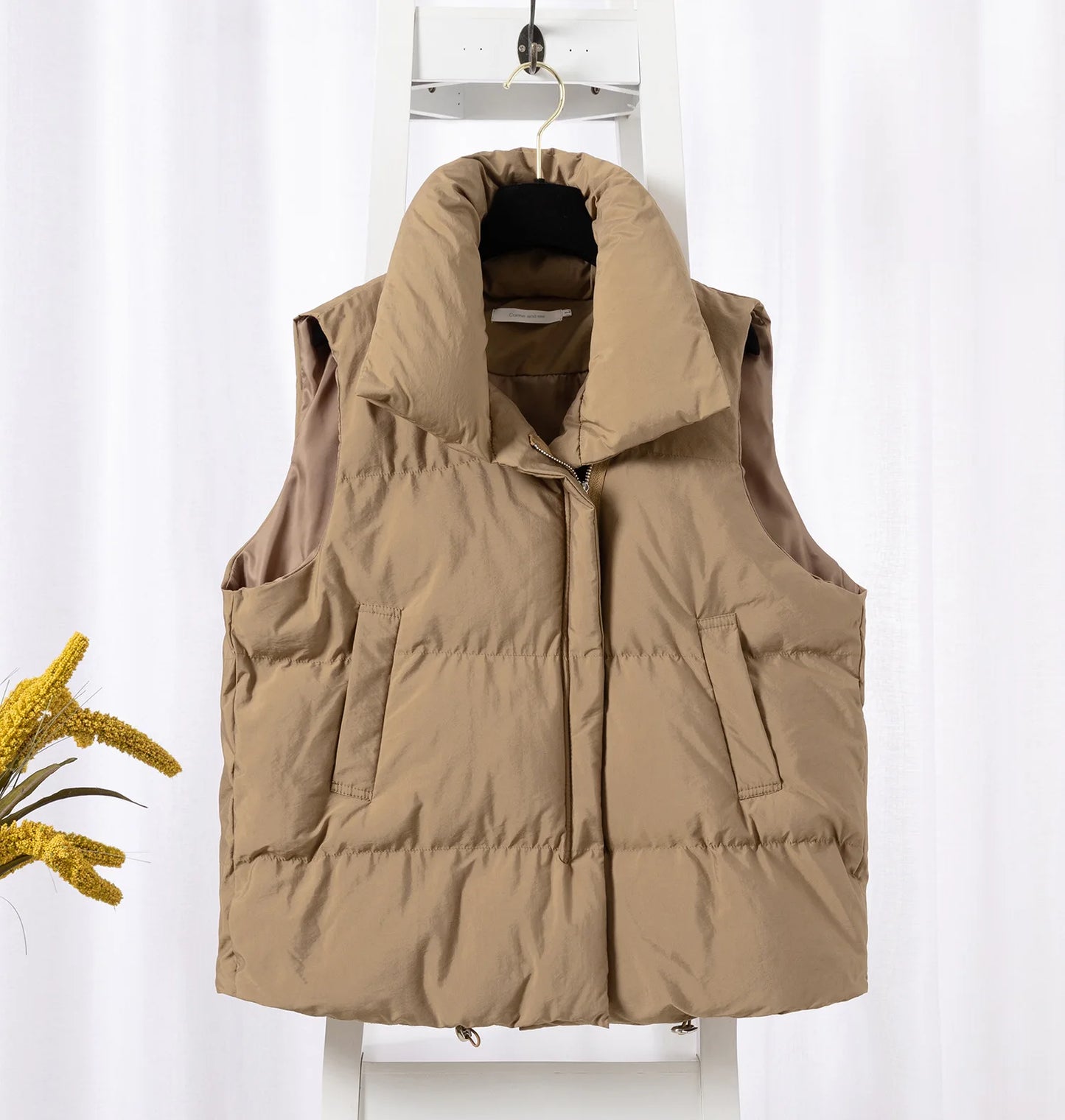 Women Zippered Cotton Vest Winter Autumn Sleeveless Waistcoat Jacket Vintage