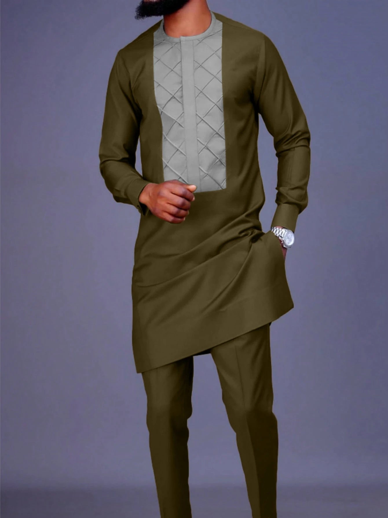 Kaftan Men's Suit African Ethnic Style Long Sleeve Embroidered Suit Men's Traditional Clothing 2-piece Suit