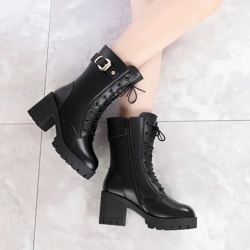 Luxury Women's Boots Winter Warm Women Snow Boots Fashion High Quality High Heels Comfort Platform Women Short Boots Botas Mujer