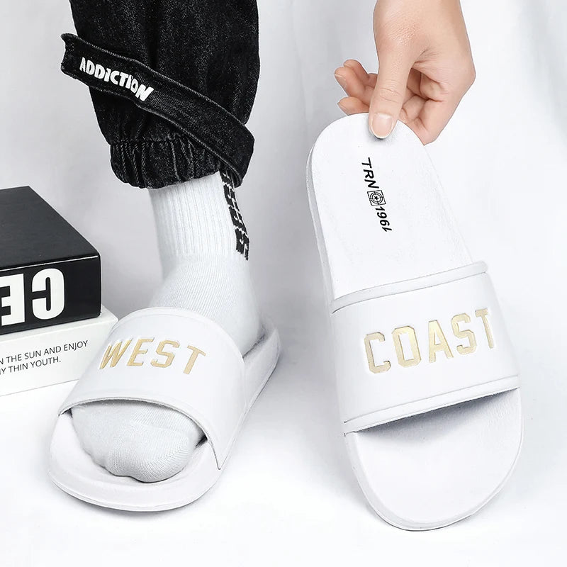 Summer Men Slippers Indoor Home Slides Bathroom Shoes Outdoor Garden Shoes Massage Clogs Male Beach Slippers Flip-Flops Mules 48