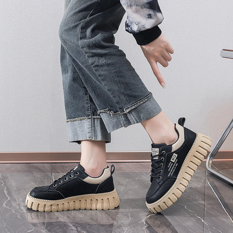 2026 New Style Women's Spring Casual Shoes Campus Style Student Designer Platform Shoes Fashion Women Versatile Leather Sneakers