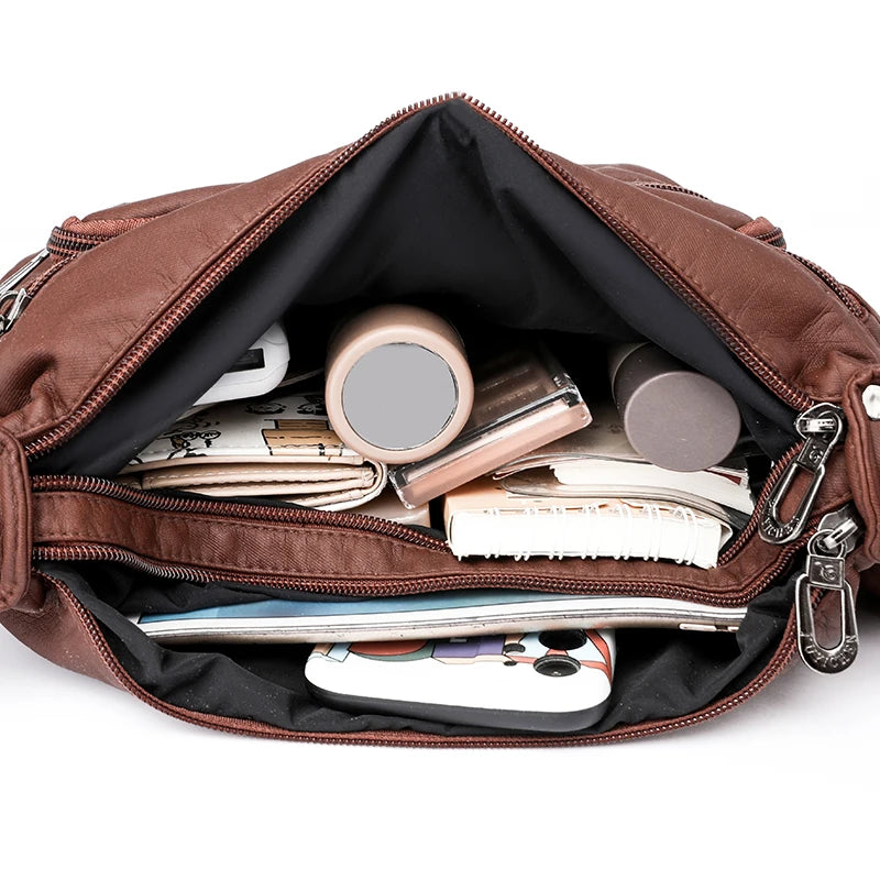 Women Bag 2023 New Fashion Middle-aged Handbag Multi-pocket Practical Messenger Vintage Shoulder Bag Hobos Trend Crossbody Pack