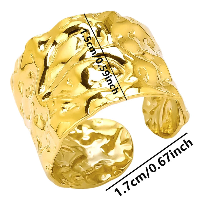 1/2/3pcs Mix Color Chunky Wide Ring Open Stainless Steel Rings For Women Men Accessories Irregular Surface Kpop Fashion Jewelry