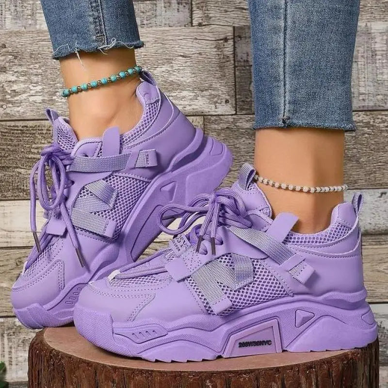 New Purple Sneakers Women Platform Casual Shoes Women Sneakers Breathable Comfortable Thick Sole Sneakers Women Designer Shoes