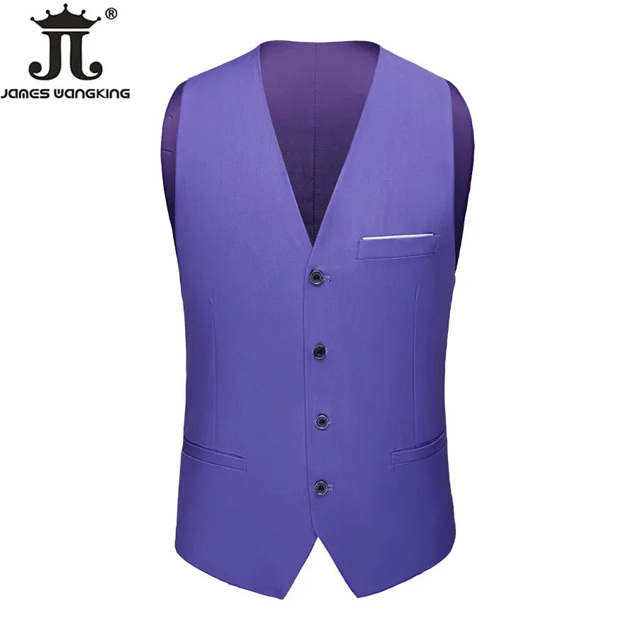 M-6XL Luxurious Fashion High-end Solid Color Men's Official Business Casual Suit Vest Groom Wedding Dress Party Male Waist Coat