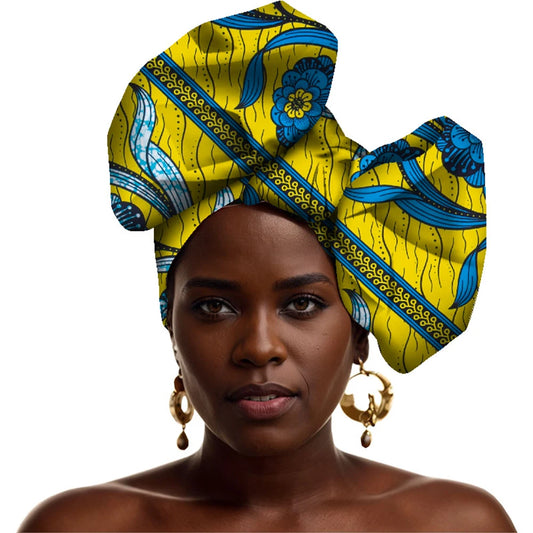 African Turbans for Women Head Wax Print Cotton Fashion Headband Multicolor Printed Head Scarf Traditional Head Ornament Wyb431