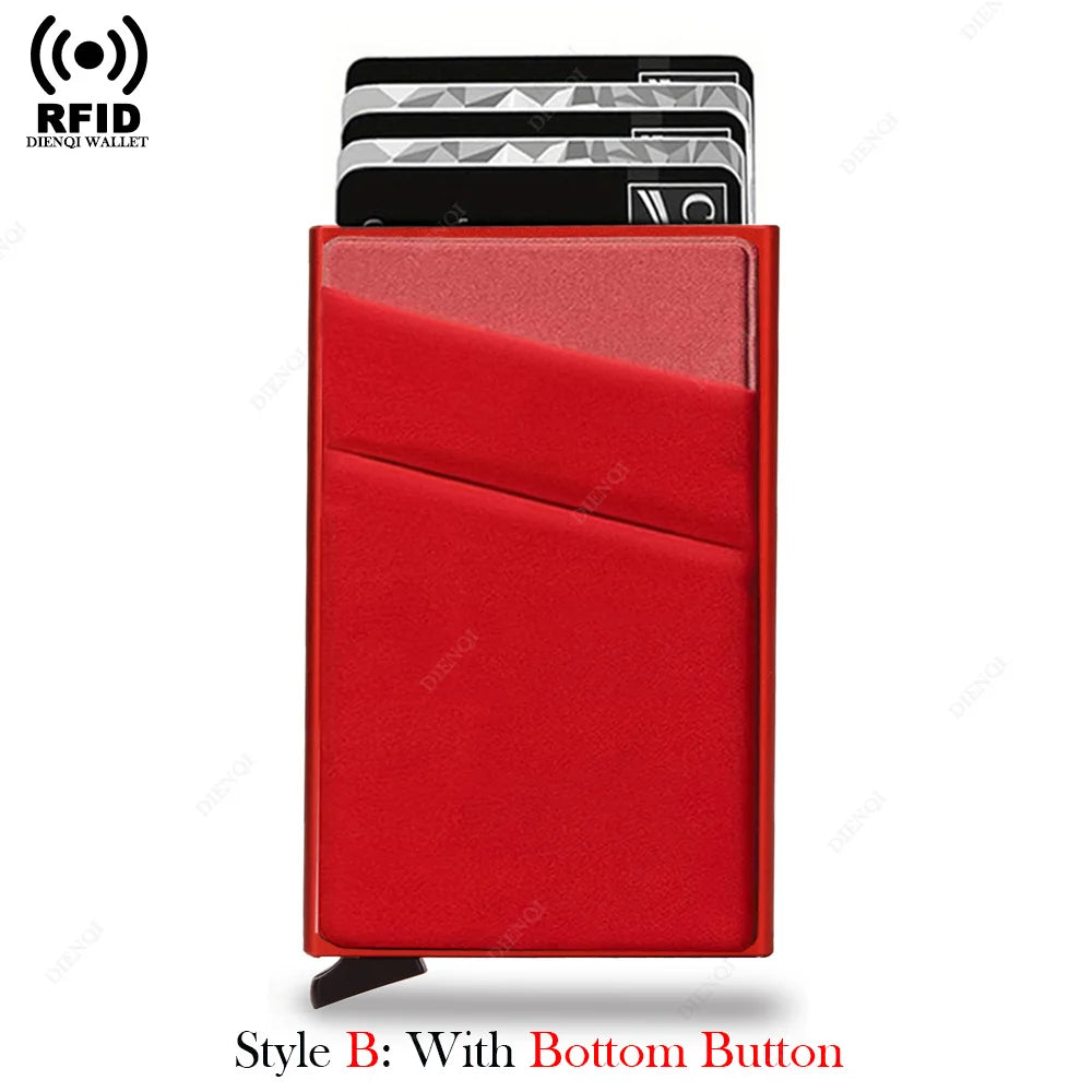 DIENQI Anti-theft Card Protectors Card Holder Minimalist Smart Wallet RFID Protection Aluminum Metal Cardholder Case Porte Carte