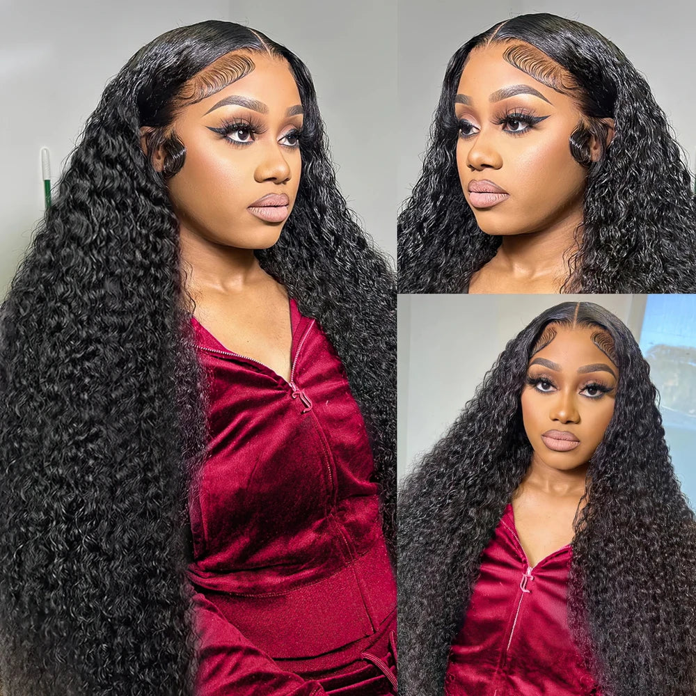 Afro Kinky Curly Glueless Wig Invisible Strap 360 Full HD Lace Frtonal Wig Deep Wave 13x6 13x4 HD Lace Front Human Hair Wigs
