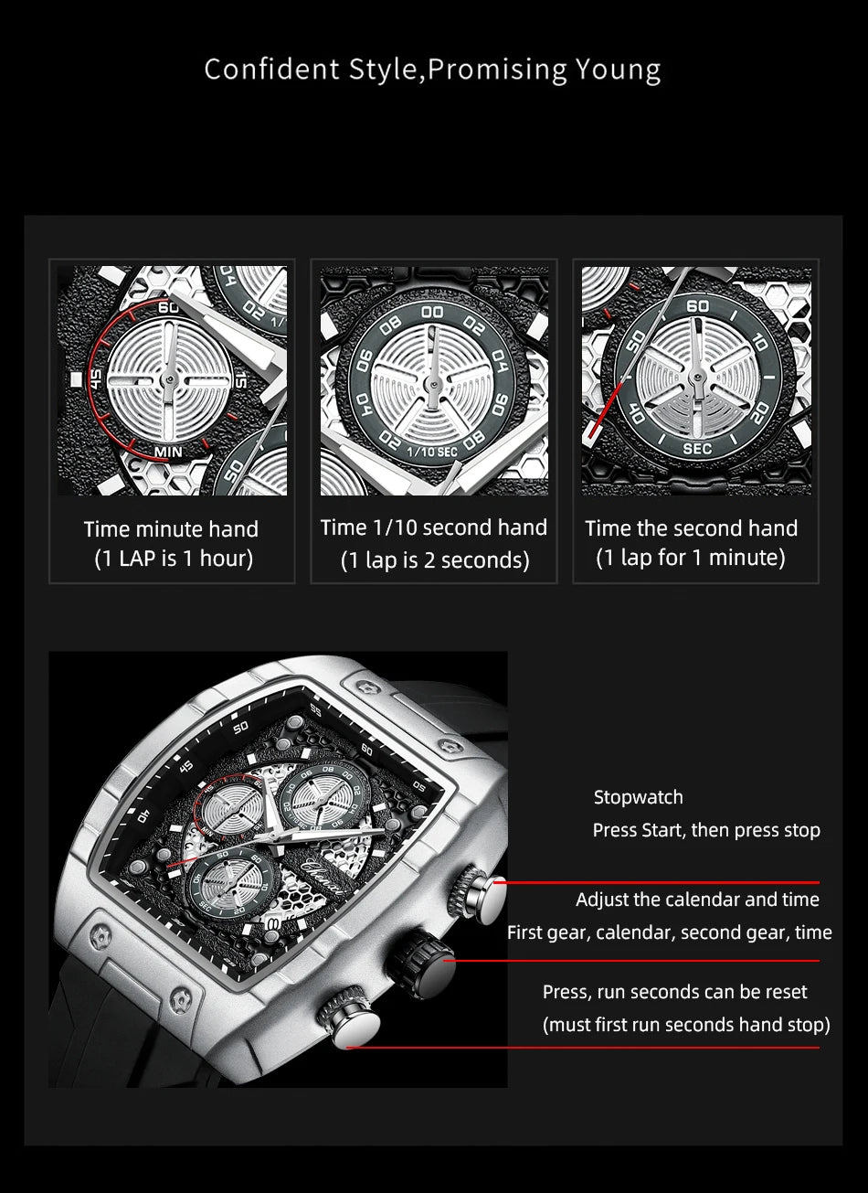 CHENXI 941 Sport Multifunction Military Men Silicone Quartz Wristwatch Male Luminous Waterproof Clock Watches Relogio Masculino