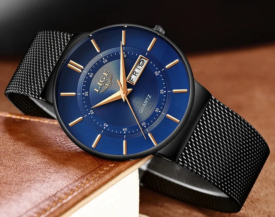 LIGE Fashion Man Watch Waterproof Sport Calendar Quartz Watch Men Top Brand Luxury Steel Strap Men's Watches Relogio Masculino