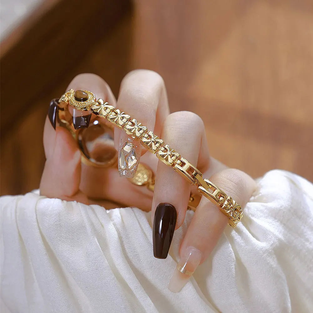 Elegant Women's Watch Jade Bracelet Small Clock Fashion Quartz Watches Luxury Golden Wristwatch Gifts For Women Original Brand